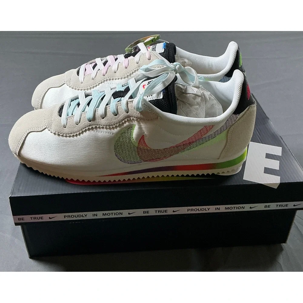 Nike Cortez Be True Summit White Multi-Color Sneakers DR5491-100 Mens 9.5 New